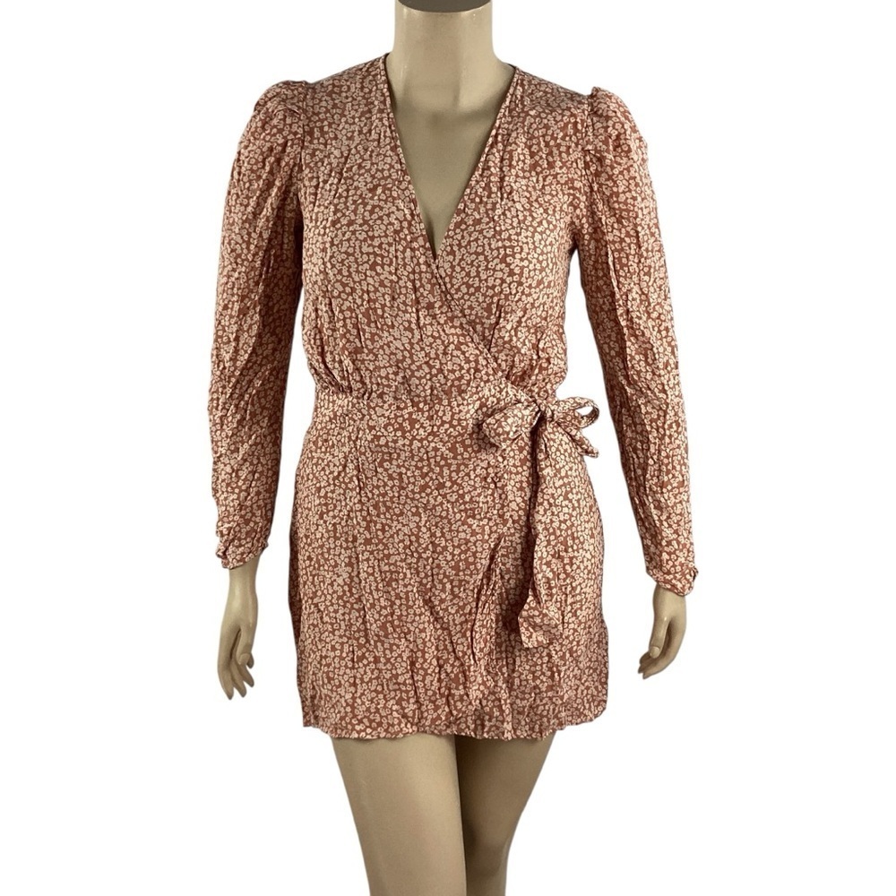 Free People Kinsley Wrap Dress Grapefruit Fizz Floral Size 12